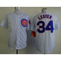 Cubs #34 Jon Lester White(Blue Strip) Cool Base Stitched Jersey