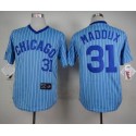 Cubs #31 Greg Maddux Blue(White Strip) Cooperstown Throwback Stitched Jersey