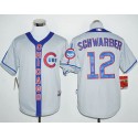 Cubs #12 Kyle Schwarber Grey Cooperstown Stitched Jersey