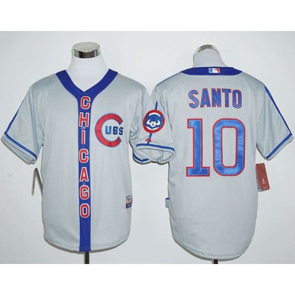 Cubs #10 Ron Santo Grey Cooperstown Stitched Jersey