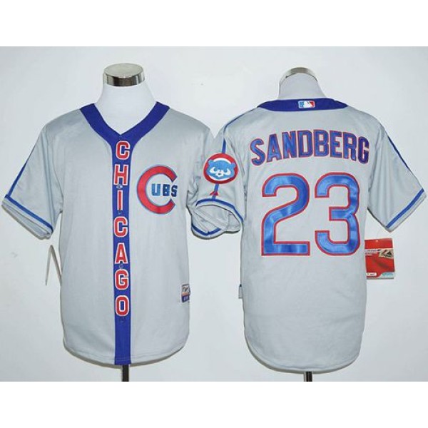 Cubs #23 Ryne Sandberg Grey Cooperstown Stitched Jersey