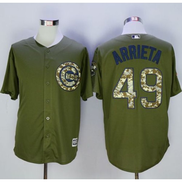 Cubs #49 Jake Arrieta Green Camo New Cool Base Stitched Jersey