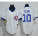 Cubs #10 Ron Santo White Strip Home Cooperstown Stitched Jersey