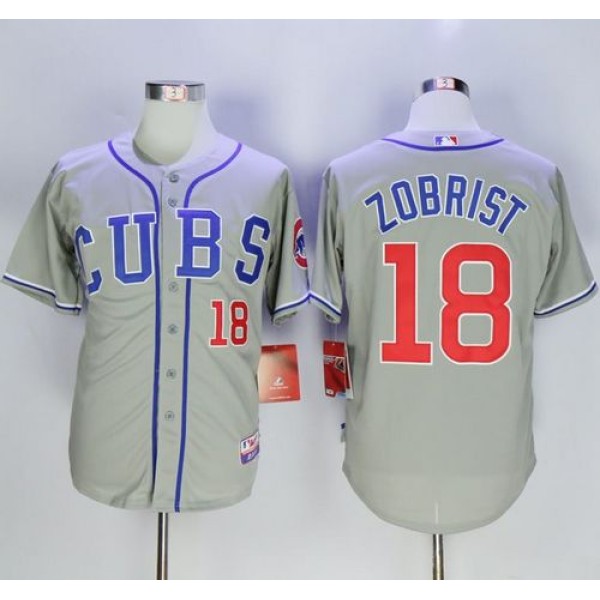 Cubs #18 Ben Zobrist Grey Alternate Road Cool Base Stitched Jersey