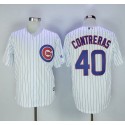 Cubs #40 Willson Contreras White Strip New Cool Base Stitched Jersey