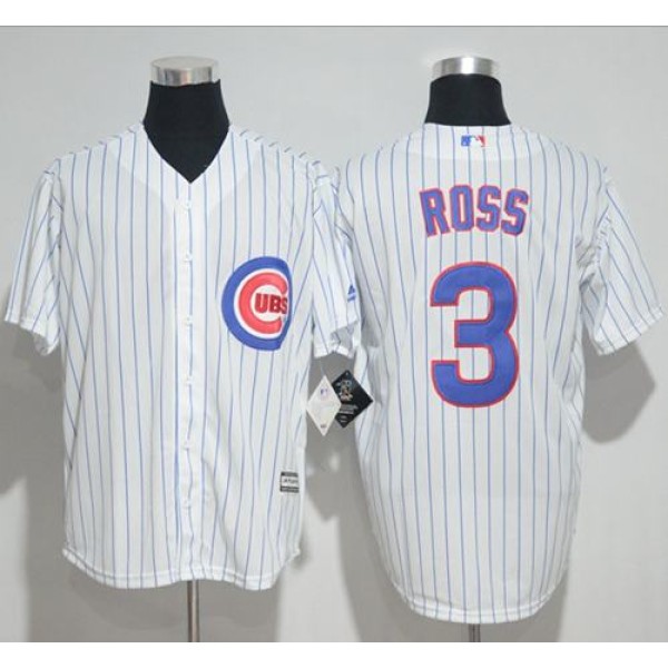 Cubs #3 David Ross White(Blue Strip) New Cool Base Stitched Jersey