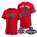 Atlanta Braves Red Customized Custom 2021 World Series Champions With 150th Anniversary Stitched Jersey