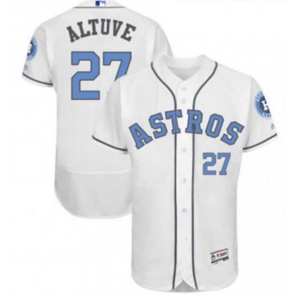 Houston Astros Customized White Blue Flex Base Stitched Baseball Jersey