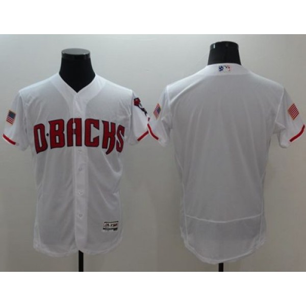 Diamondbacks Blank White Fashion Stars Stripes Flexbase Authentic Stitched Jersey