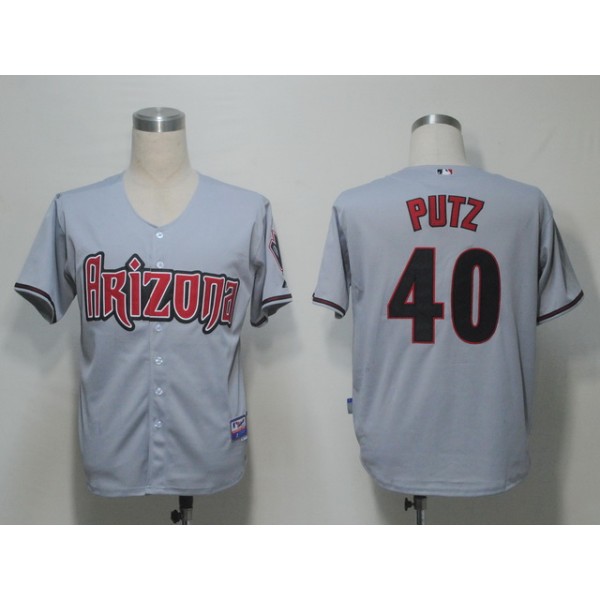 Diamondbacks #40 J.J Putz Grey Cool Base Stitched Jersey