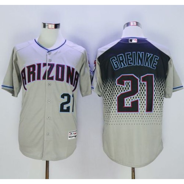 Diamondbacks #21 Zack Greinke Gray Capri New Cool Base Stitched Jersey