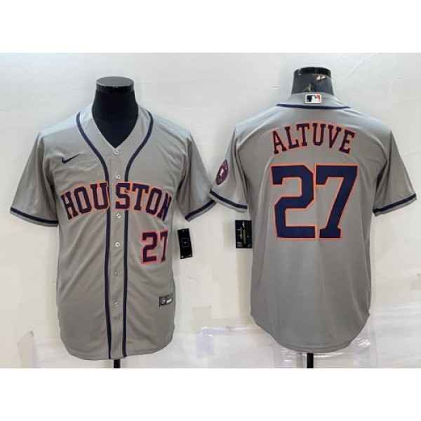 Houston Astros #27 Jose Altuve Gray With Patch Cool Base Stitched Jersey