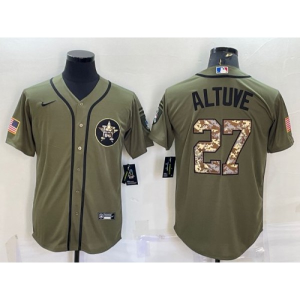 Houston Astros #27 Jose Altuve Olive Salute To Service Cool Base Stitched Jersey