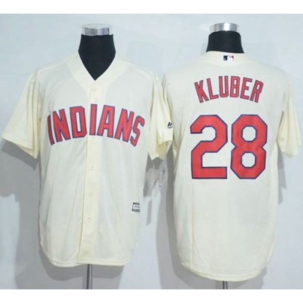 Indians #28 Corey Kluber Cream New Cool Base Stitched Jersey