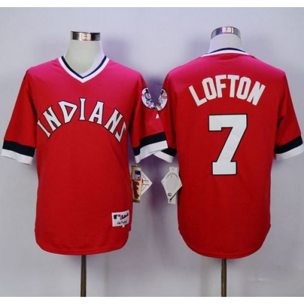 Indians #7 Kenny Lofton Red 1978 Turn Back The Clock Stitched Jersey