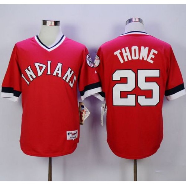 Indians #25 Jim Thome Red 1978 Turn Back The Clock Stitched Jersey