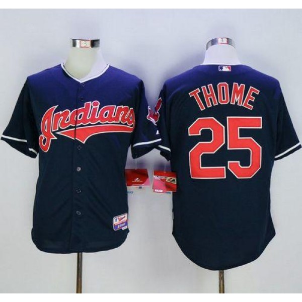 Indians #25 Jim Thome Navy Blue Cool Base Stitched Jersey