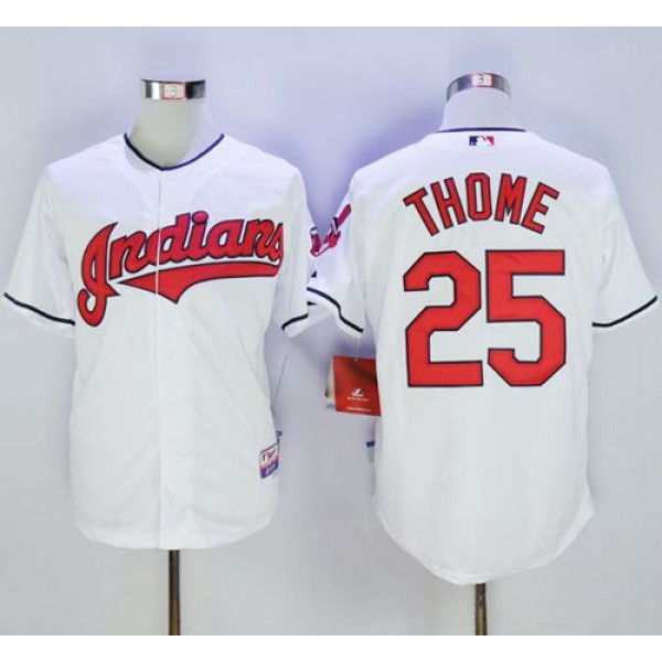Indians #25 Jim Thome White Cool Base Stitched Jersey