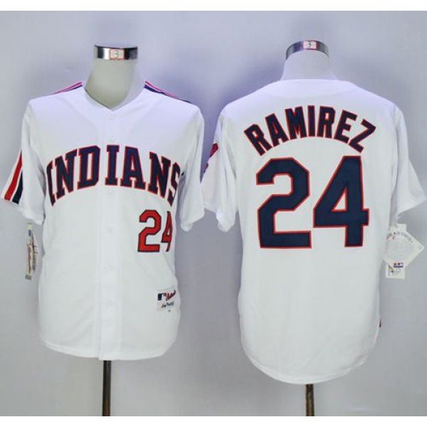 Indians #24 Manny Ramirez White 1978 Turn Back The Clock Stitched Jersey