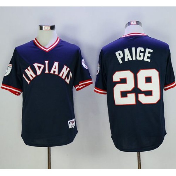 Indians #29 Satchel Paige Navy Blue 1976 Turn Back The Clock Stitched Jersey
