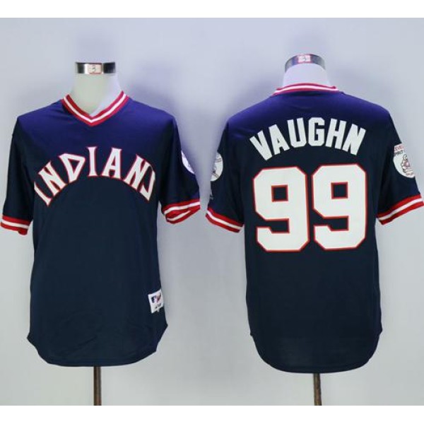 Indians #99 Ricky Vaughn Navy Blue 1976 Turn Back The Clock Stitched Jersey