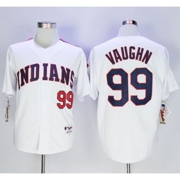 Indians #99 Ricky Vaughn White 1978 Turn Back The Clock Stitched Jersey
