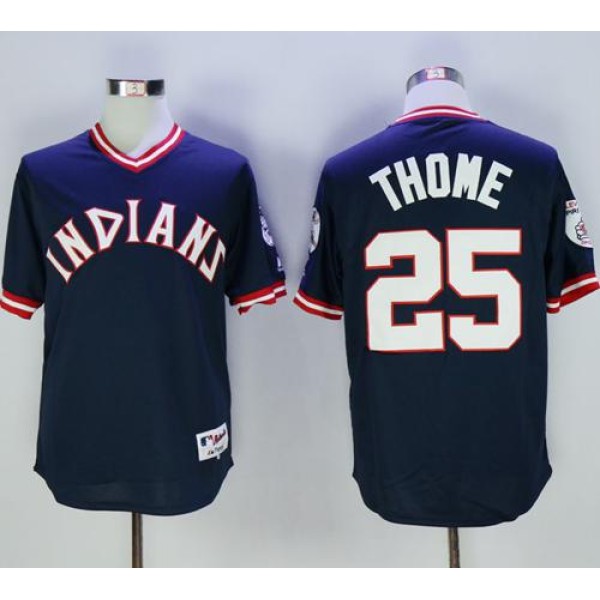 Indians #25 Jim Thome Navy Blue 1976 Turn Back The Clock Stitched Jersey