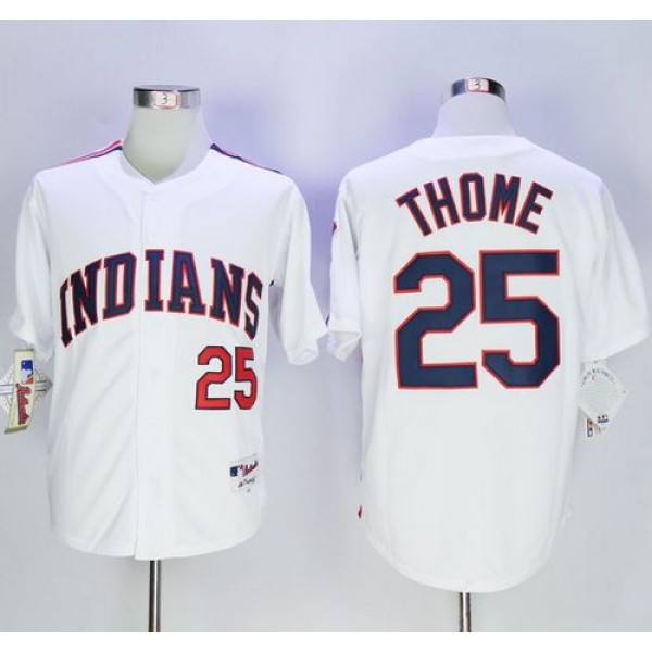 Indians #25 Jim Thome White 1978 Turn Back The Clock Stitched Jersey