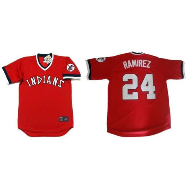Indians #24 Manny Ramirez Red 1978 Turn Back The Clock Stitched Jersey