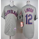 Indians #12 Francisco Lindor Grey Cool Base Stitched Jersey