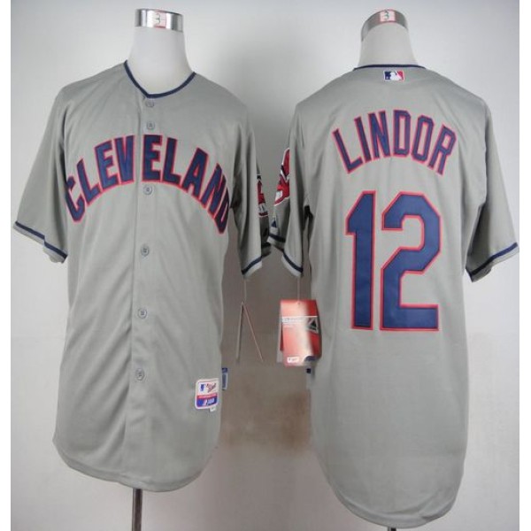 Indians #12 Francisco Lindor Grey Cool Base Stitched Jersey