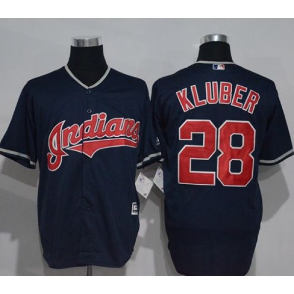 Indians #28 Corey Kluber Navy Blue New Cool Base Stitched Jersey