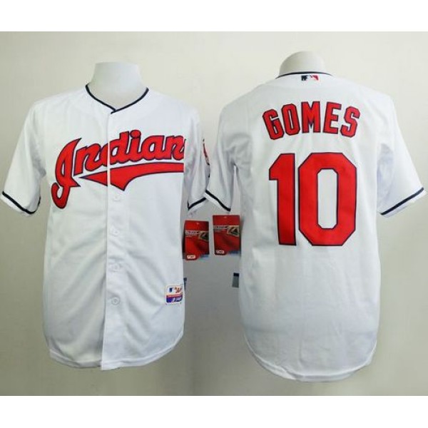 Indians #10 Yan Gomes White Cool Base Stitched Jersey