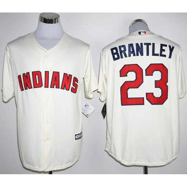 Indians #23 Michael Brantley Cream New Cool Base Stitched Jersey