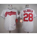 Indians #28 Corey Kluber White Cool Base Stitched Jersey