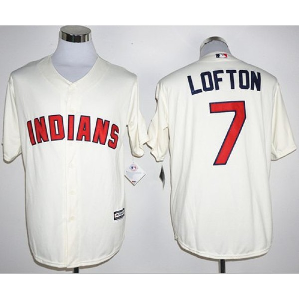 Indians #7 Kenny Lofton Cream New Cool Base Stitched Jersey