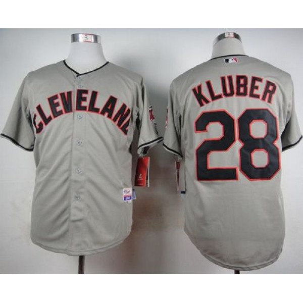 Indians #28 Corey Kluber Grey Cool Base Stitched Jersey