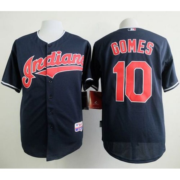 Indians #10 Yan Gomes Navy Blue Cool Base Stitched Jersey