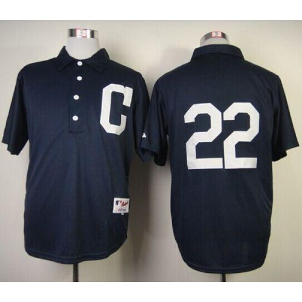 Indians #22 Jason Kipnis Navy Blue 1902 Turn Back The Clock Stitched Jersey