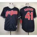 Indians #41 Carlos Santana Navy Blue Cool Base Stitched Jersey