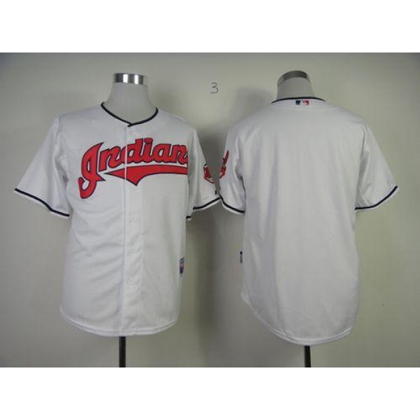 Indians Blank White Cool Base Stitched Jersey