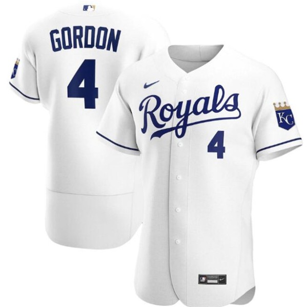 Kansas City Royals White #4 Alex Gordon Flex Base Stitched Jersey