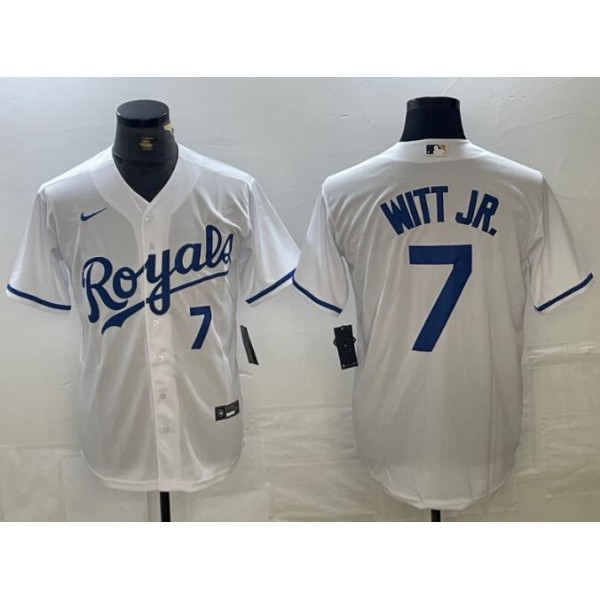 Kansas City Royals #7 Bobby Witt Jr. White Cool Base Stitched Jersey