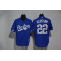 Los Angeles Dodgers #22 Clayton Kershaw Blue Team Logo Print Cool Base Stitched Jersey