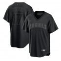 Los Angeles Angels #17 Shohei Ohtani Black Pitch Black Fashion Replica Stitched Jersey