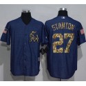 Marlins #27 Giancarlo Stanton Denim Blue Salute To Service Stitched Jersey