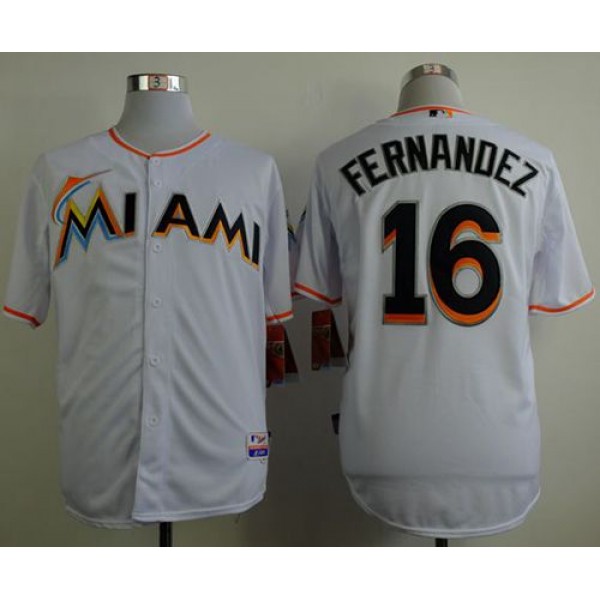 Marlins #16 Jose Fernandez White Cool Base Stitched Jersey