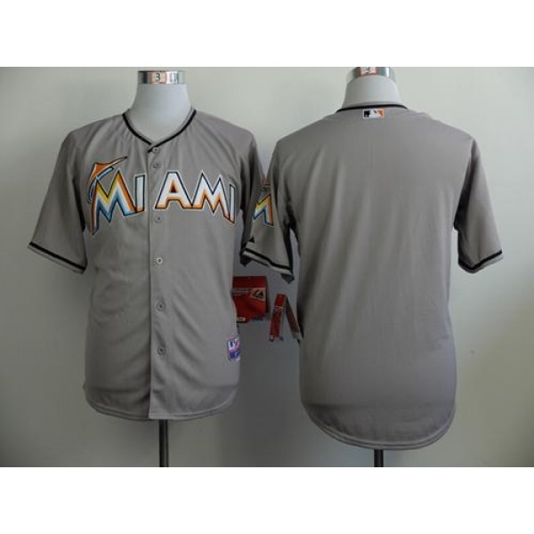 Marlins Blank Grey Cool Base Stitched Jersey