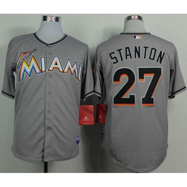 Marlins #27 Giancarlo Stanton Grey 2012 Road Stitched Jersey