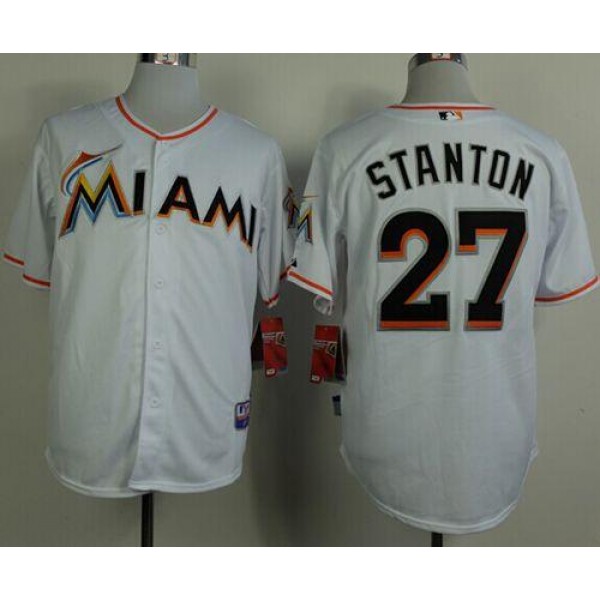 Marlins #27 Giancarlo Stanton White 2012 Home Stitched Jersey